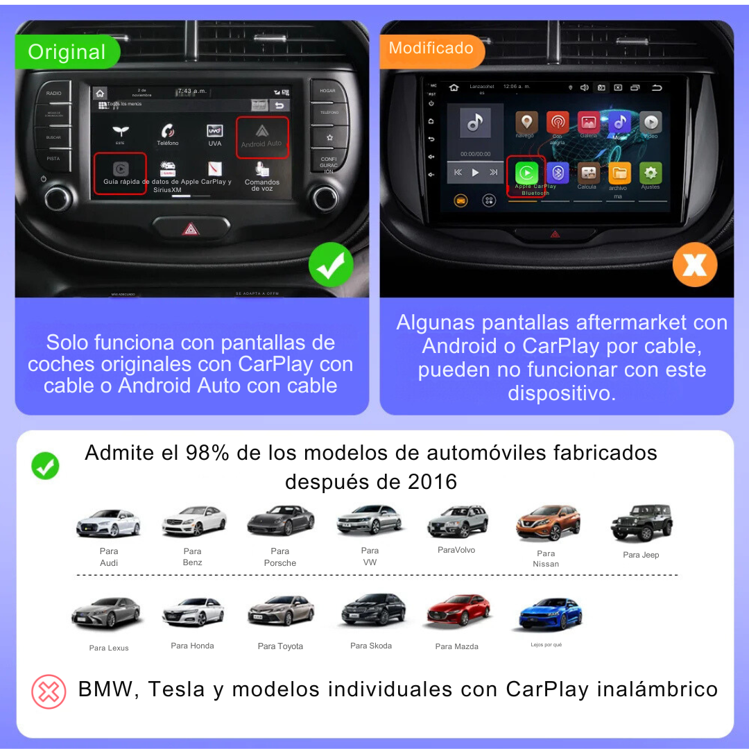 LinkBox: Convertidor inalámbrico CarPlay/Android Auto